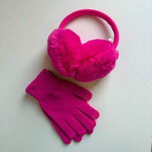 NWOT Hot Pink Ear Muff & Glove Set